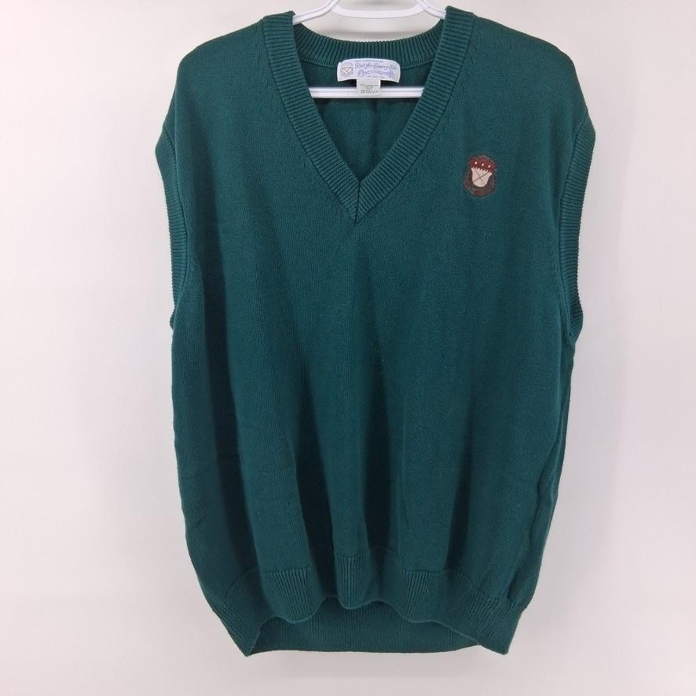 Izod Club Mens 2XL Green Egyptian Cotton V Neck Vest Bel Air Country Club
